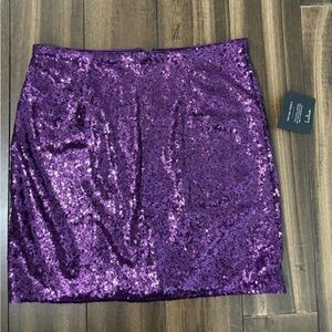 NWT Lulus plus size Purple Sequin Mini Skirt Fitted Gatsby Fun Glitter Halloween